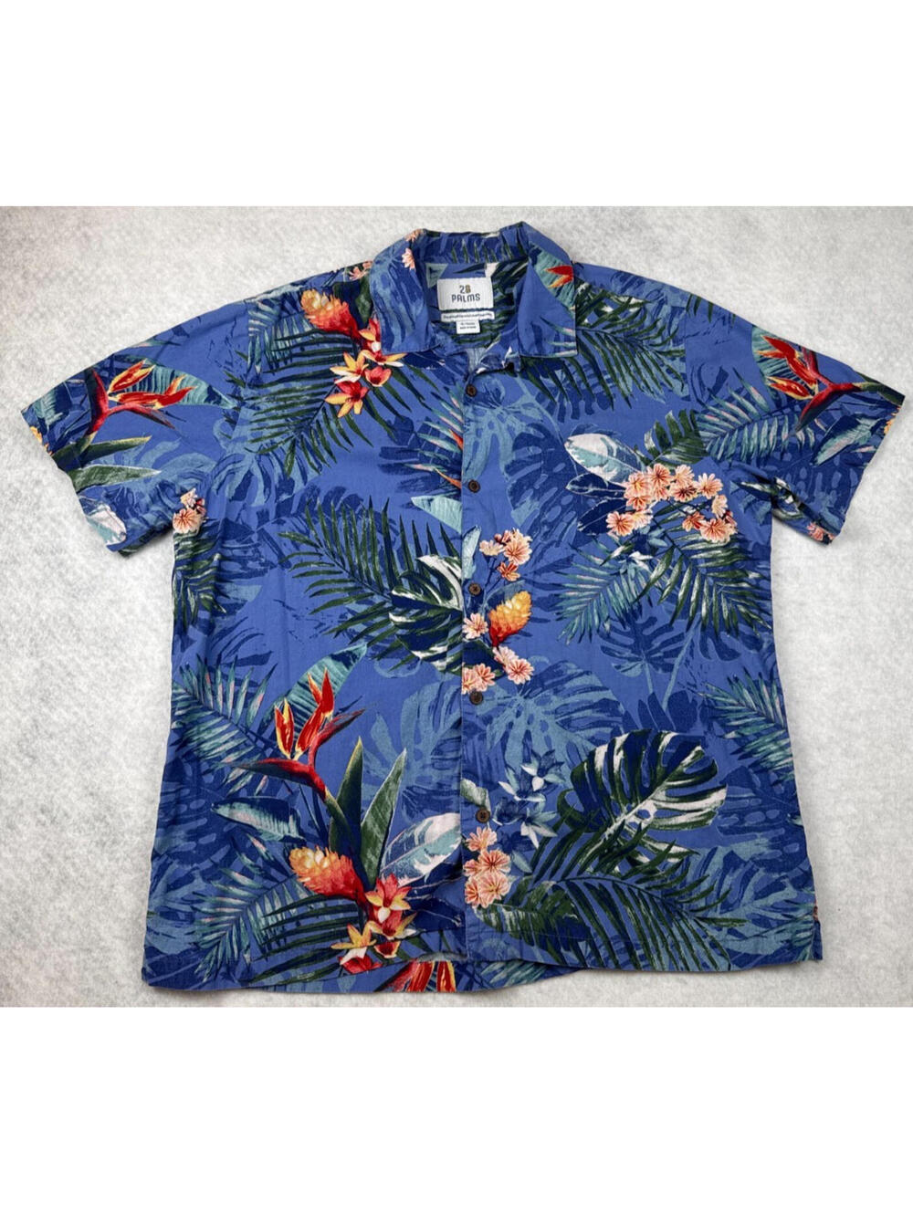 28 Palms Mens XL Blue Tropical‎ Button Up Shirt